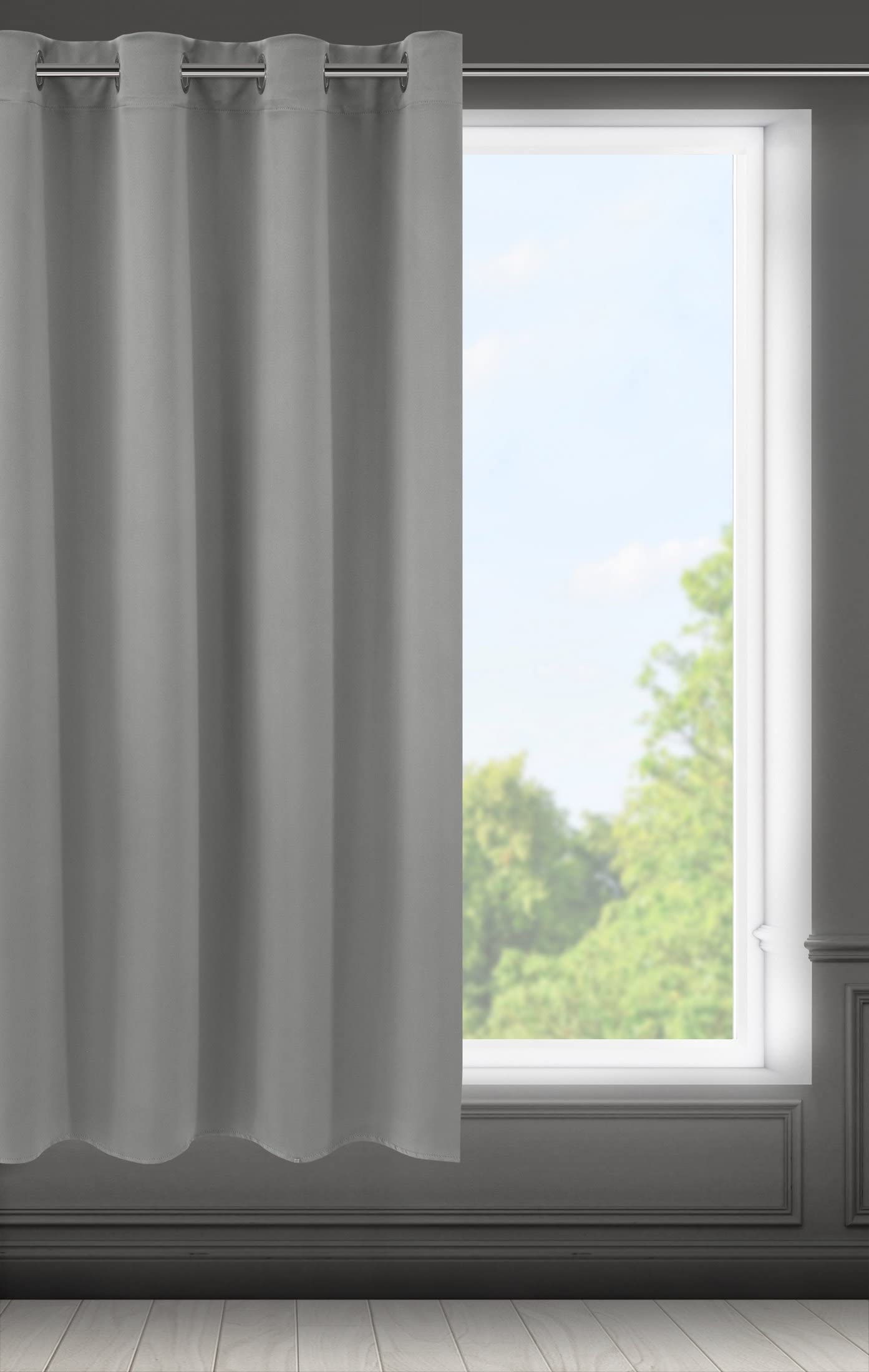 Eurofirany LOGAN Blackout Curtain - 1 Unit Eyelets, Light blocking Room Darkening Bedroom Living Room, W55 x L69, Silver — image 1