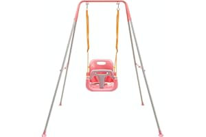 FUNLIO 3-in-1 Swing Set for Toddler with 4 Sandbags, Heavy-Duty Kid Swing Set with Safety Harness for Backyard, Indoor/Outdoo