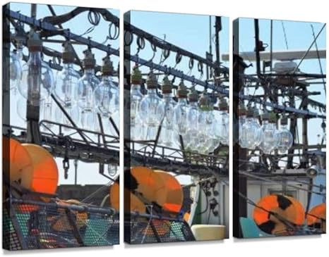 Amazon Co Jp 新潟県 風景 景色 漁 漁業 乗り物 船 小船 漁船 イカ釣り漁船 電球 ランプ 漁村 海 日本海 海原 海辺 海沿い 海岸 沿岸 港 漁港ポスター パネル 現代壁の絵 壁掛け 部屋飾り 背景絵画 壁アート 完成品 3枚セット