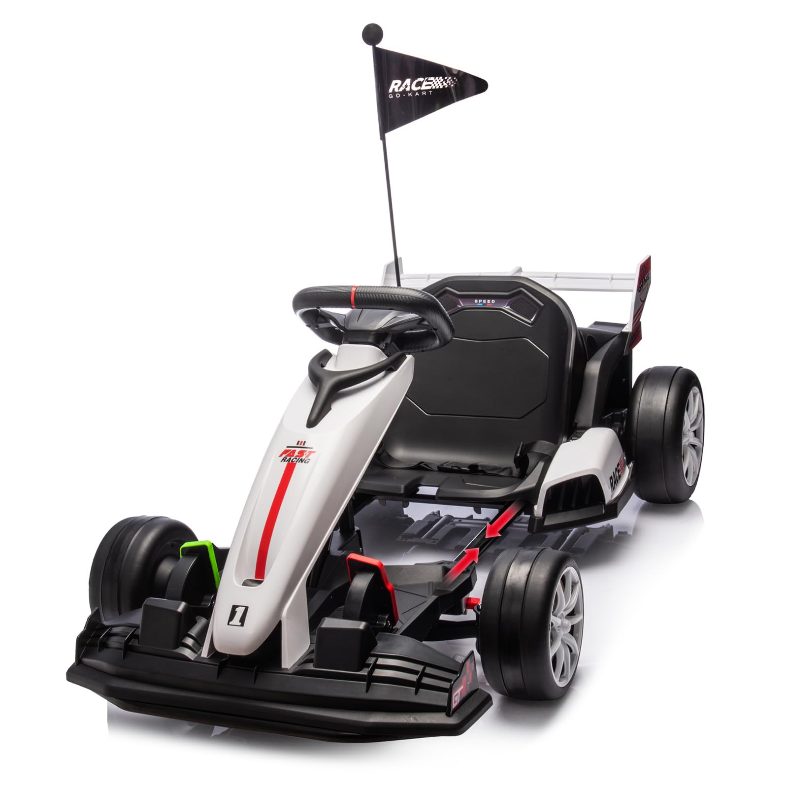 Photo 1 of 24V Electric Go Kart for Kids, Battery Powered Drift Kart with Adjustable Seat, 7.5 MPH Max Speed, 400W Powerful Motors, Forward/Reverse Function for 6-10 Years Old, White