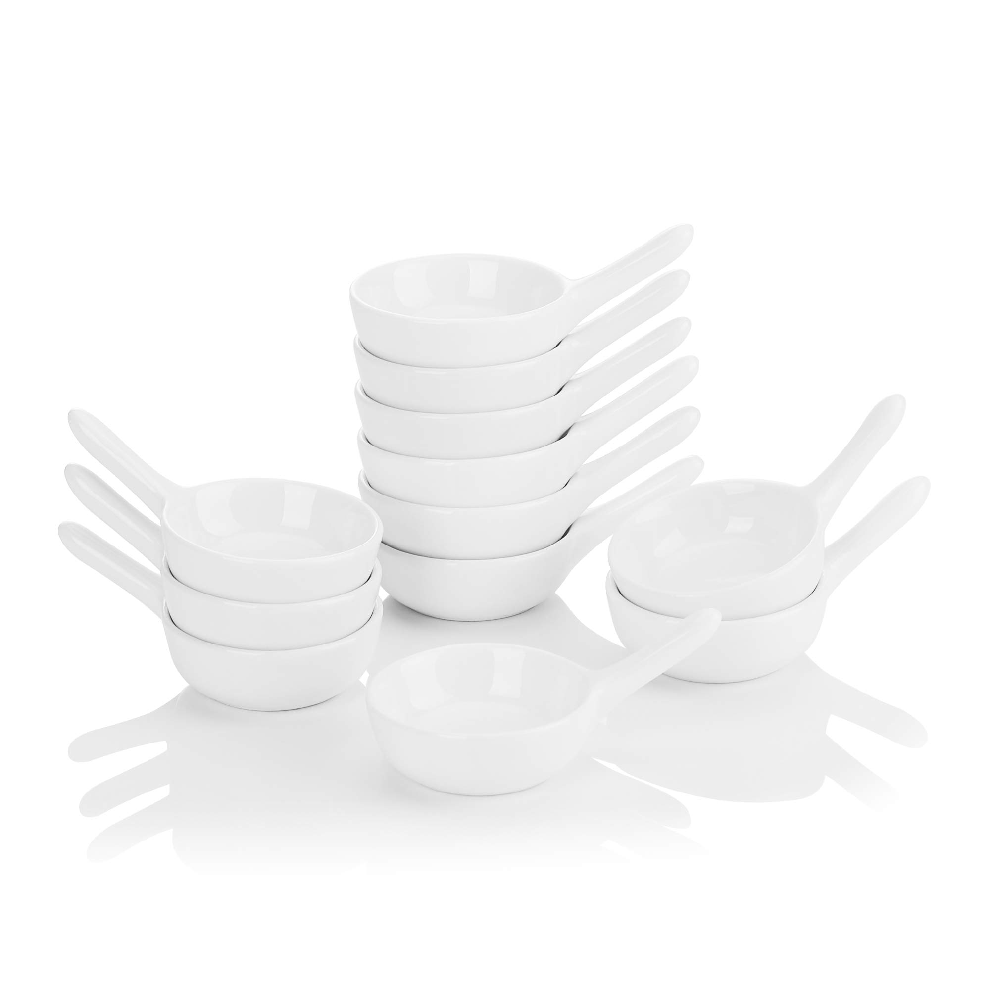 MALACASA Mini Dipping Bowls, 20ML Porcelain White Ramekins Set of 12, Creme Brulee Ramekins Soufflé Dishes for Serving Dip, Custard, Ice Cream, Oven Safe
