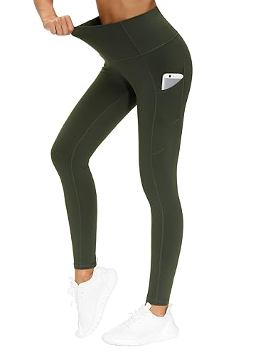 THE GYM PEOPLE High Waist Yoga Pants - Thick Tummy Control Leggings With Pockets