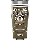 Tervis Traveler NFL New Orleans Saints - Vintage Triple Insulated Tumbler Travel Cup Keeps Drinks Cold & Hot, 20oz, Stainless Steel