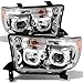 AKKON - For Toyota Tundra Pickup Chrome Clear Exclusive Halo Projector Ultra Bright SMD DRL LED Headlights
