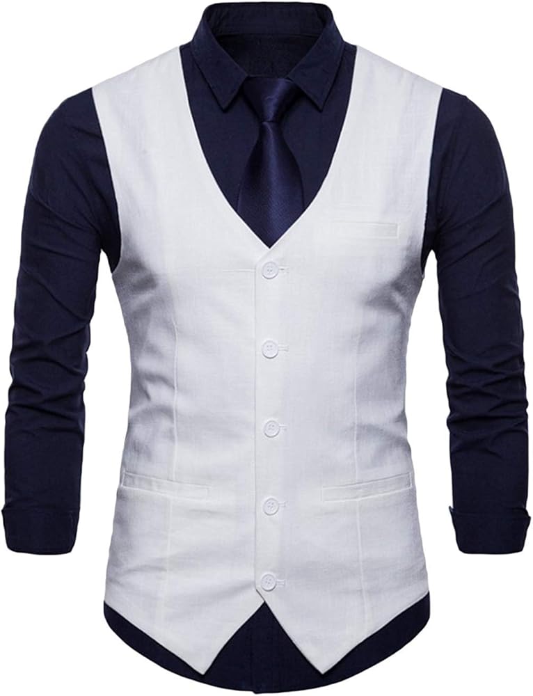 Chaleco De Corte Slim Casual Chaleco De Traje De Boda Chaleco Ropa De Fiesta Chaleco De La Chaqueta Chaleco De La Chaqueta Del Smoking Waistcoa Color Blanco Size S Amazon Es