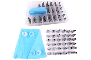 Renashed Piping Tips, Cake Decorating Supplies 39 Pcs Stainless Steel Cookies Cupcake Decorating Kits Frosting Icing Tips Bak