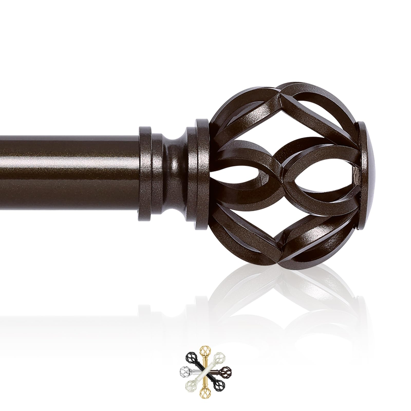 Photo 1 of TVWOO Bronze Curtain Rods for Windows 66 to 120 Inch,1 Inch Adjustable Long Curtain Rod,Heavy Duty Curtain Rods