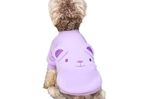 JOUHOI Cute Dog Clothes for Small Dogs Winter Sweater Warm Fleece Soft Pet Sweatshirt Print Cat Clothe, A01-Purple, Small