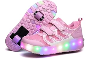 Nsasy Kids Roller Shoes Boy Girl Sneakers with Wheels Become Sport Sneaker with Led for Christmas Birthday Children Show Gift