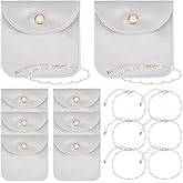 FREEBLOSS 6 Set Gold Bridesmaid Gift Pearl Bracelets for Women Bridesmaid Proposal Gifts Beaded Link Chain Charm Bracelet Pearls Jewelry Layered Bracelets with Velvet Jewelry Bag Pouch