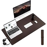 YSAGi Non-Slip Leather Desk Pad L Size, Waterproof Laptop Computer Desk Keyboard Mat, Table Protector Blotter Mat, Large Mouse Pad for Office/Work/Home/Decor(Dark Brown, 35.4" x 17")