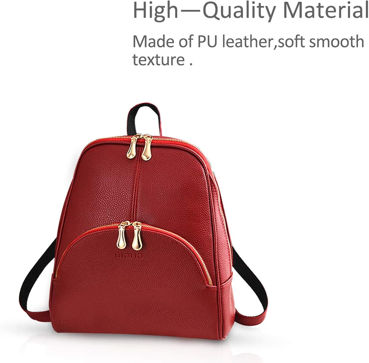 NICOLE & DORIS Women Backpack PU Leather Daypack Elegant Rucksack for Ladies Waterproof College Schoolbag Casual School Shoulder Bag Red - Image 4