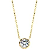 Inf.Story 1CT Moissanite Solitaire Necklace D Color VVS1 925 Sterling Silver Elegant Bezel Pendant Dainty Halo Choker Necklaces for Women Wife Mom