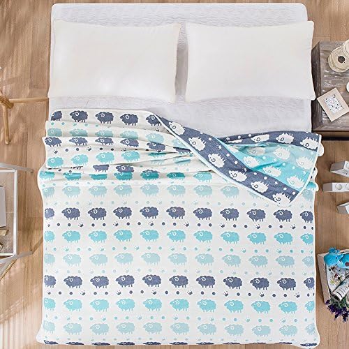 Leadtimes Organic Muslin Kid Blanket Cute cartoon Design - Oversized 60 inches x 79 inches - Best Baby/Toddler Gift - Premium 6 Layer Muslin Baby/Toddler Blanket By (Sheep)