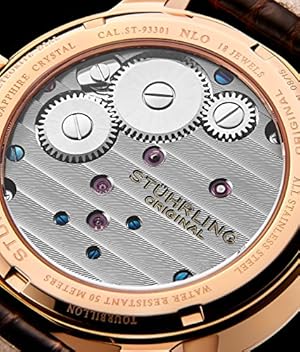 Stuhrling Original Mens Mechanical Tourbillon Watch, Grey Meteorite Dial,  Sapphire Crystal, Stainless Steel, Genuine Alligator Leather Strap with  Dual