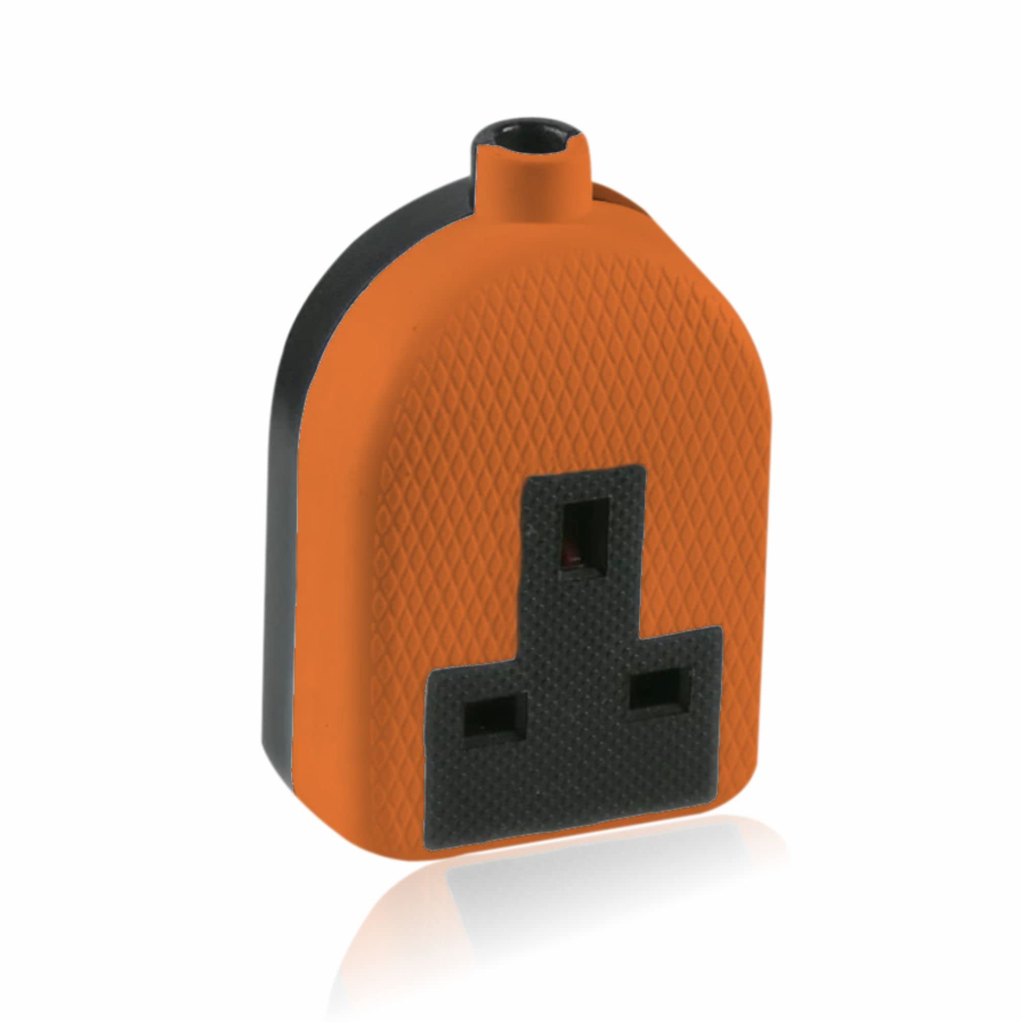 Heavy Duty Electrical 13 amp 1 Gang Re-Wireable Rubber Block Extension Socket - Orange (single socket)