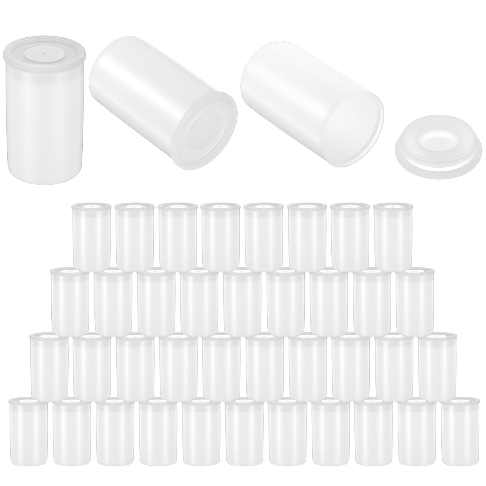 Photo 1 of 100 Pieces Plastic Film Canister Holder 35 mm Empty Camera Reel Containers Storage Containers Case with Lids for Small Accessories Fish Hook Film Beads
