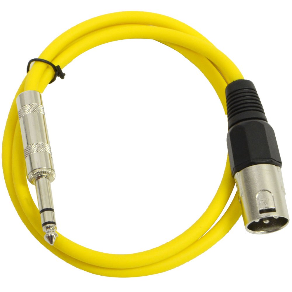 Seismic Audio - SATRXL-M3 - Yellow 3' XLR Male to 1/4" TRS Patch Cable