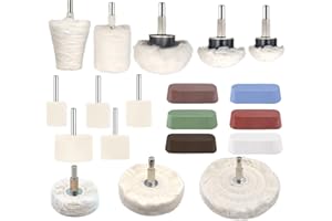 Tworider 19 Pcs Buffing Wheel for Drill,Buffing Pad Polishing Wheel Kits with 6 Pcs Polishing Compound and 5 Pcs Felt Polishing Wheel,for Aluminum, Stainless Steel, Chrome,Metal,Glass,Car Detailing