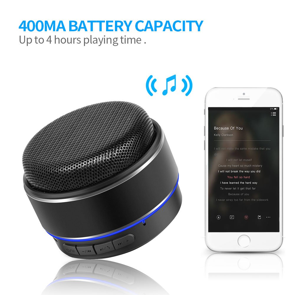 Bluetooth Speaker, Hcman wireless speakers with bluetooth 4.1,Built-in Mic for Hands-Free, SD/TF Card Slot for iPhone iPad PC Cellphone - Black