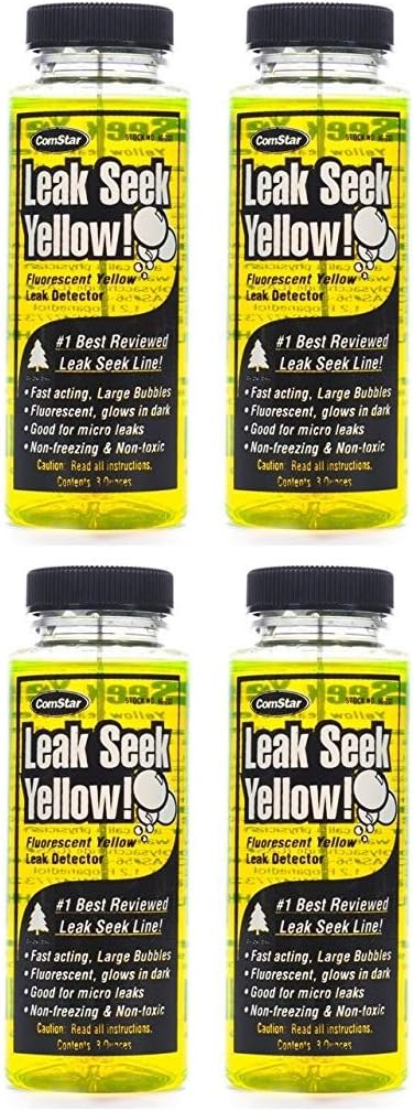 ComStar 90-203 Leak Seek Gas Leak Detector, 8 oz. Bottle, Fluorescent Yellow (Fоur Расk)