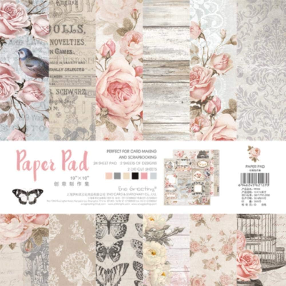 New! Scrapbooking Paper Pad 10inch Rose Garden Scrapbooking Paper Set DIY Decoupage Kit,10inch