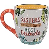 Glory Haus Hand-Painted Best Friends Sisters Ceramic Coffee Mug - 16oz Mugs for Hot Chocolate and Tea, Ideal Christmas Gift for Sister or Best Friend, Great for Kitchen and Home Decoration