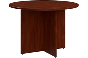 Bush Business Furniture 42-inch Round Conference Table with Wood Base, Circular Meeting Room Desk for 4 Users, Hansen Cherry
