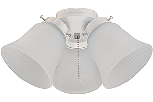 Westinghouse 77847 3LGT WHT Fros 3 Frosted Ribbed Glass Ceiling Fan Light Kit, No Size, WHITE