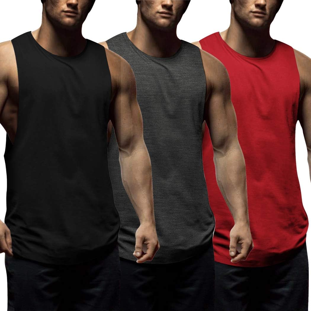 COOFANDY Mens Workout Tank Tops 3 Pack Sleeveless Shirts Gym Bodybuilding Muscle Tee Shirts: Clothing