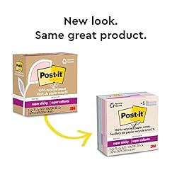 Post-it 100% Recycled Paper Super Sticky Notes, 2X