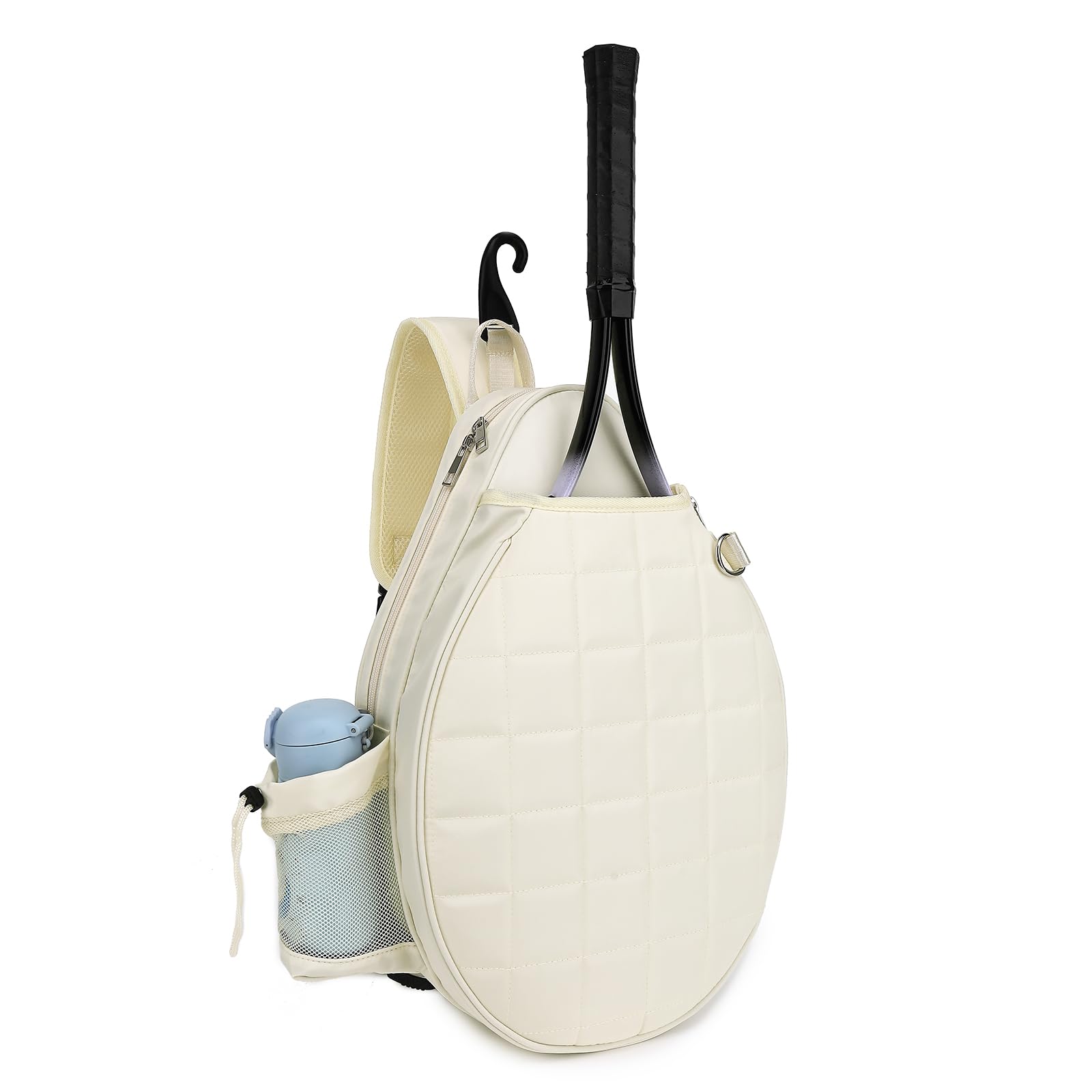 Photo 1 of Rejolly New Tennis Racket Sling Bag for Women Men Quilted Water Resistant Racquet Cover One Shoulder Crossbody Bags for Pickleball Paddles, Badminton Racquet Cream White
