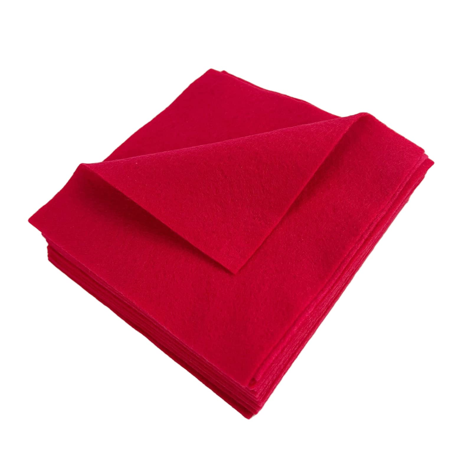 Jtnohx Soft Felt Fabric, Colour Felt Sheets for Crafts, 1.4mm Thick Flexible Craft Fabric for Handwork DIY Projects 15x15cm(Red)