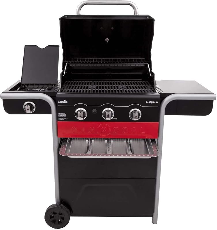 Char-Broil Barbecue Ibrido Gas2Coal 330 per Gas e Carbone, 3 Bruciatori
