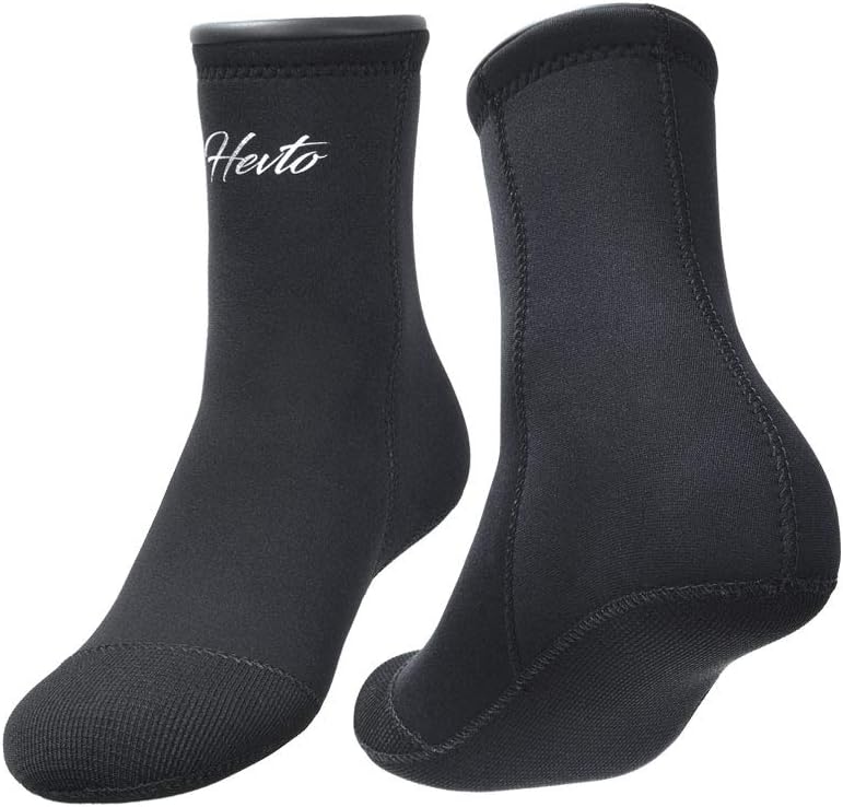 Hevto Neoprene Diving Socks 3mm Sand Waterproof Glued Seal Scuba Snorkeling Fins Socks for Beach Swim Water Sports