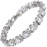 RIZILIA BLOSSOM Tennis Bracelet & Round Cut CZ [6 Colors available] in White Gold Plated, 7"