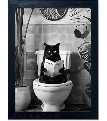 black cat smoking a cigarette Framed Poster, Cat Wall Art, Black Cat Portrait Art, Kitten Painting Decor For Living Room Bedroom Ready To Hang (Framed,2030-inch): Posters & Prints Black Cat Pink Smoking Painting