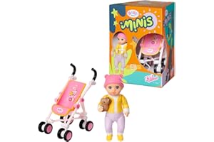 BABY Born Minis - Zapf Creation Pram Playset with Mini Doll Eli and Cuddly Toy