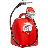 TERA PUMP 5th Gen TRFA01 Fuel Transfer Pump with Overfill Protection (2.7 GPM) Universal Gas Can Adapter, 39.4 inch Vinyl Hose, Liquid Transfer Pump for E15, E85, Gas, Diesel & More