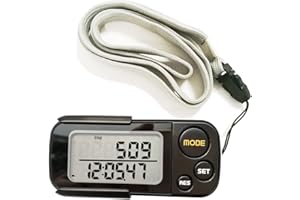 3DTriSport Walking 3D Pedometer with Clip and Strap, eBook 30 Days Memory, Accurate Step Counter, Walking Distance Miles/Km, 