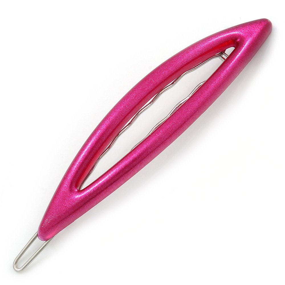 Oval Acrylic Hair Slide/Deep Pink Colour/ 90mm Across