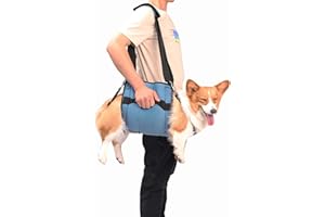COODEO Dog Carry Sling, Emergency Backpack Pet Legs Support & Rehabilitation Dog Lift Harness for Nail Trimming, Dog Carrier for Senior Dogs Joint Injuries, Arthritis, Up and Down Stairs (L, Blue)