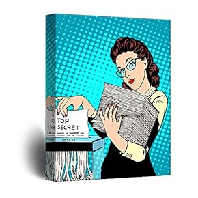 Canvas Wall Art - Top Secret Secretary Pop Art Comic Illustration - Giclee Print Gallery Wrap Modern Home Art Ready to Hang - 12x18 inches