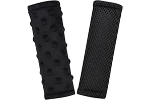 WINGHENLEE Baby Car Seat Strap Pads, Toddler Car Seat Strap Shoulder Covers for Baby Kids, Double-Sided Car Seat Belt Covers for Stroller/Pushchair/Baby Swing, Soft Flannel & Mesh, Black