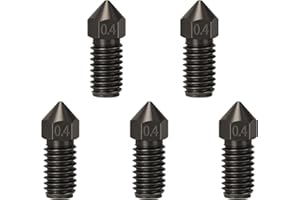 HIKUDIY 5PCS 0.4mm Hardened Steel Nozzle, 3D Printer High Temperature Resistance Upgraded Tungsten All Metal Extruder Hotend Nozzles Kit for AnkerMake M5/M5C 3D Printer