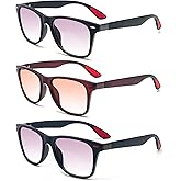 prtcslwd Bifocal Reading Glasses for Women Men Squre Unisex Eye Glasses with Tinted Lens Outdoor UV 400 Protection