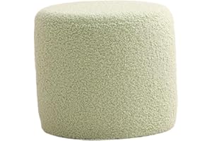 Round Ottoman Foot Rest Stool with Storage, Small Cylinder Stool for Living Room, Bedroom, Office, Nursery, Apartment- Green