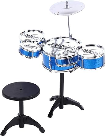Amazon キッドドラムセット ラージアーリーエデュケーション5ドラムジャズドラムおもちゃシミュレーションリズムパーカッションおもちゃプレイセット男の子女の子子供 青い ドラム 打楽器 おもちゃ