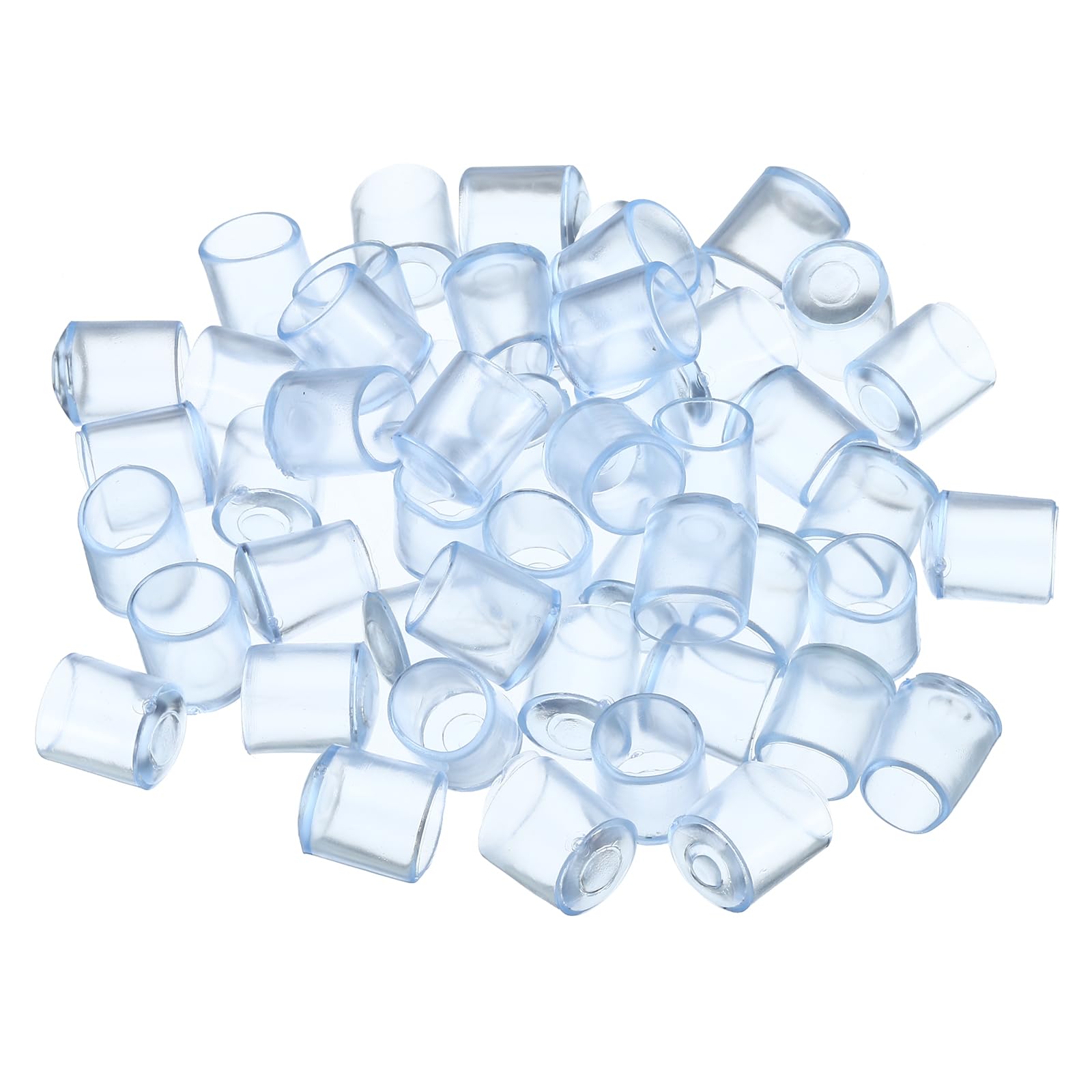 PATIKIL PVC End Caps, 50 Pack 10mm IDx11.5mm OD Bottom Round Bolt Cover Feet Caps Protector for Sink Rack Furniture Screw Tube Rod Hook Thread, Clear