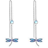 Butterfly/Dragonfly Earrings for Women Sterling Silver Moonstone Dangle Earrings Threader Jewelry Gifts for Women